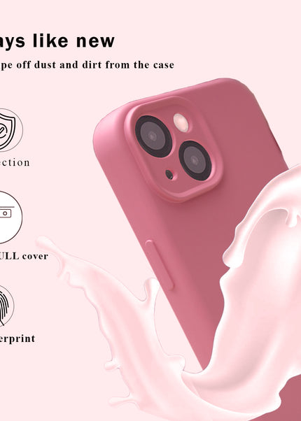 Iphone 15 liquid silicone Full Body Protective Cover case pink
