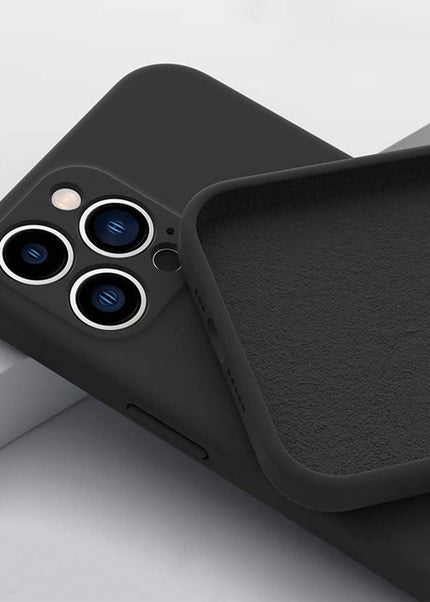 Iphone 14 pro liquid silicone case Lining Black