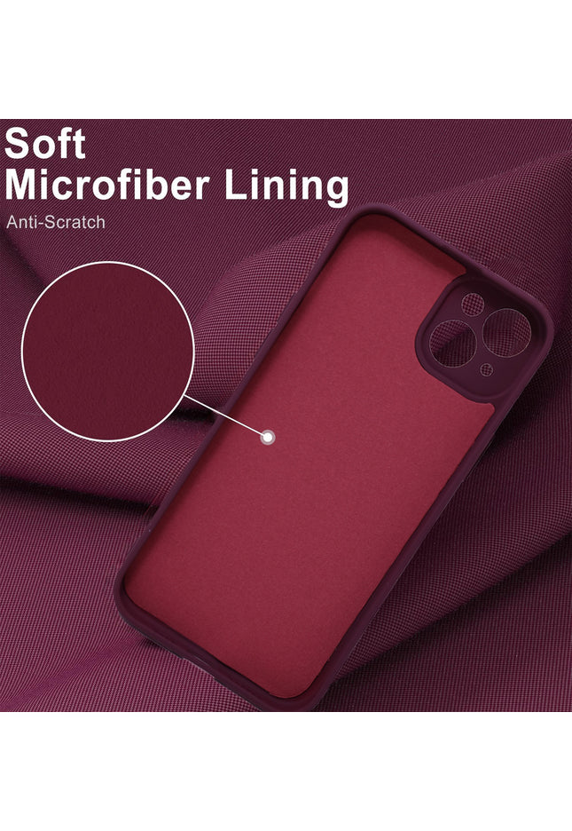Iphone 15 liquid silicone Full Body Protective Cover case plum color