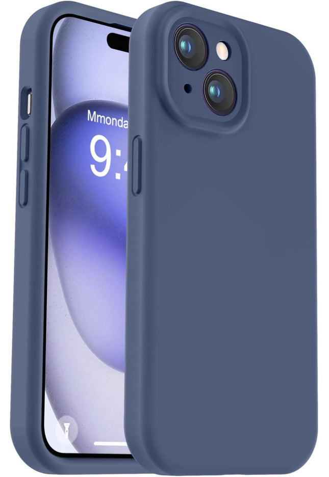 Iphone 15 liquid silicone Full Body Protective Cover case Naval Blue