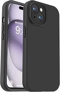 Iphone 15 liquid silicone Full Body Protective Cover case Lining Black