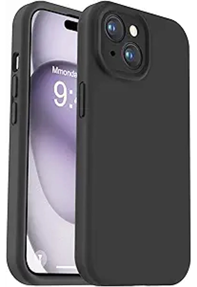 Iphone 15 liquid silicone Full Body Protective Cover case Lining Black