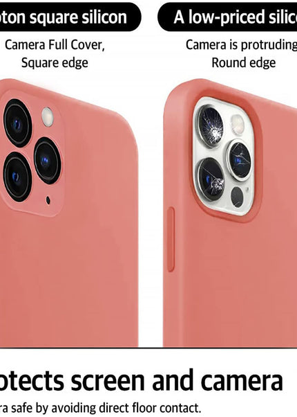 Iphone 14 pro liquid silicone case Lining pink