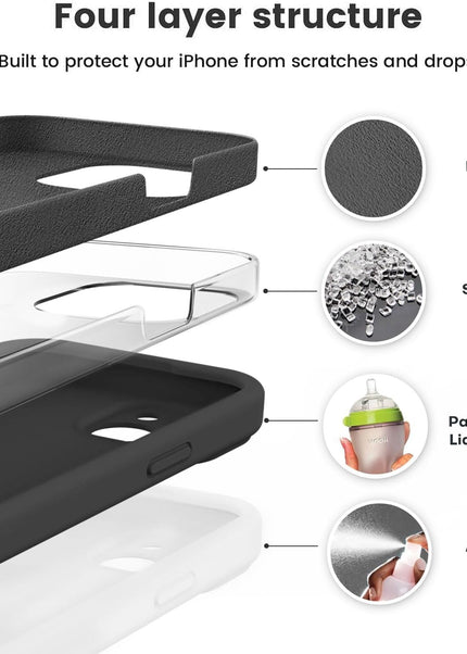 Iphone 15 liquid silicone Full Body Protective Cover case Lining Black