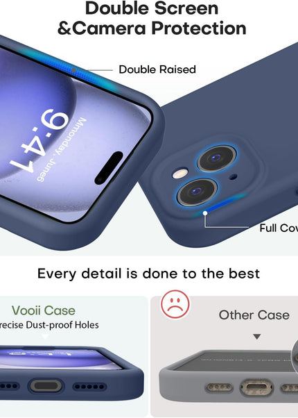 Iphone 15 liquid silicone Full Body Protective Cover case Naval Blue