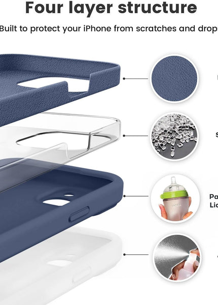 Iphone 15 liquid silicone Full Body Protective Cover case Naval Blue