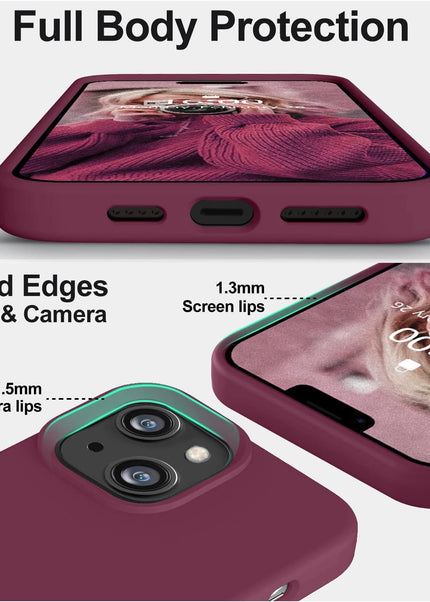 Iphone 15 liquid silicone Full Body Protective Cover case plum color