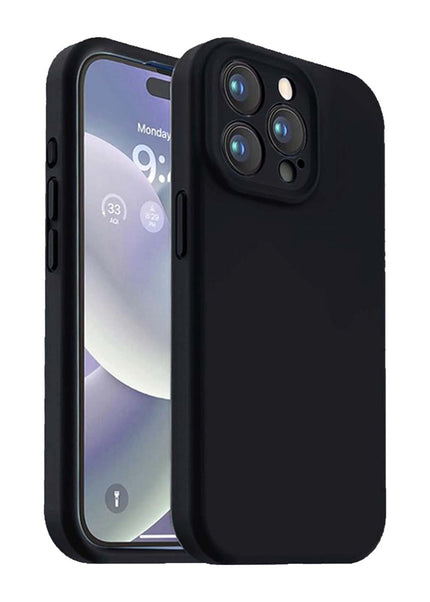 Iphone 14 pro liquid silicone case Lining Black