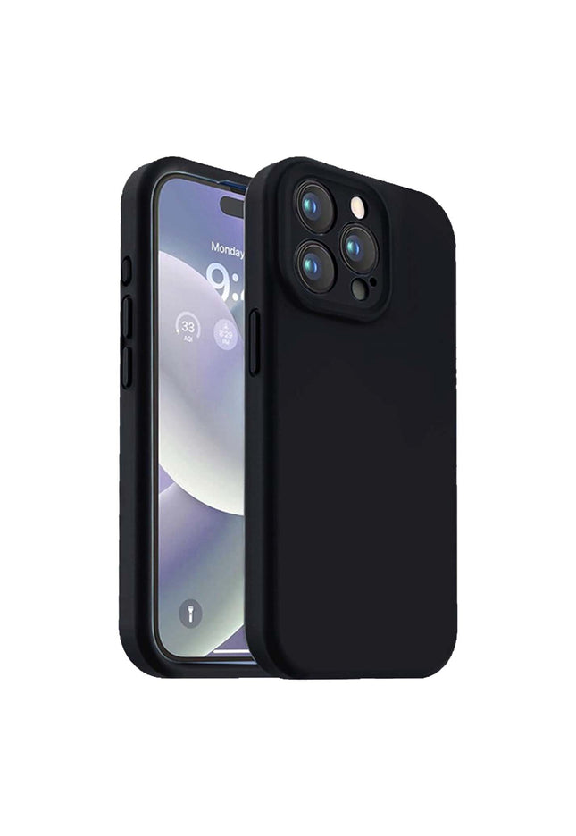 Iphone 14 pro liquid silicone case Lining Black