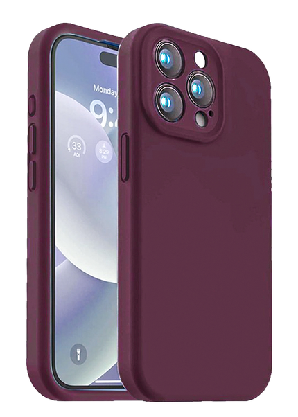Iphone 14 pro liquid silicone case Lining plum color