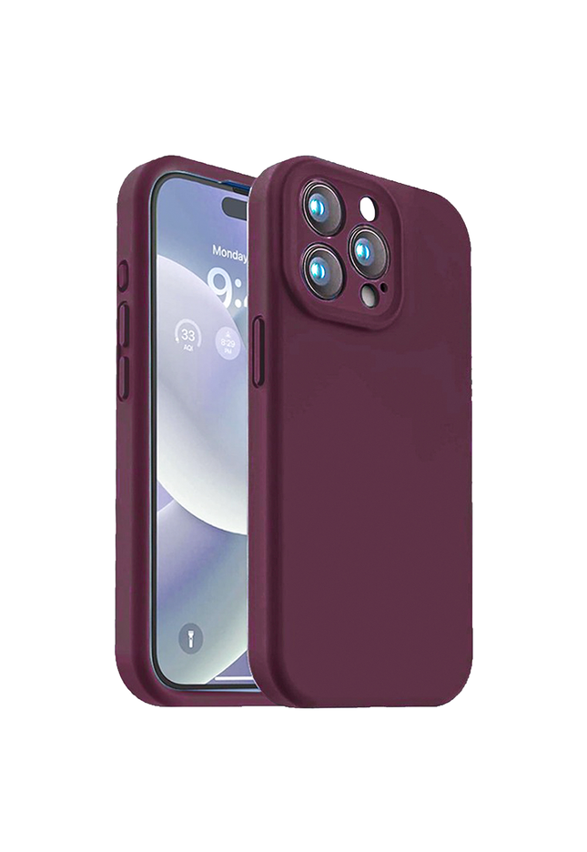 Iphone 14 pro liquid silicone case Lining plum color