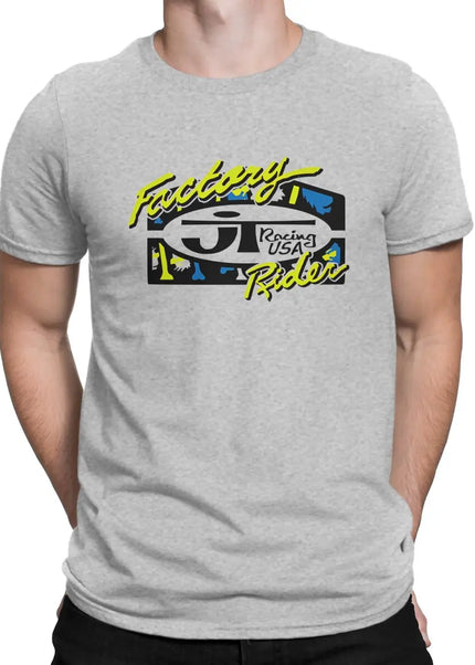 Men's T-Shirt Factory Driver Lime And Blue Awesome Cotton Tees Short Sleeve JT Racing USA T Shirt Round Collar Tops New Arrival