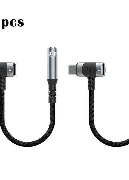 USB C to 3.5mm earphones and charger adapter 2-in-1 C-type to Aux microphone jack, with PD 100W fast charging encryption dongle.