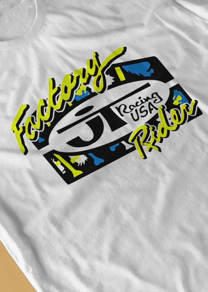 Men's T-Shirt Factory Driver Lime And Blue Awesome Cotton Tees Short Sleeve JT Racing USA T Shirt Round Collar Tops New Arrival