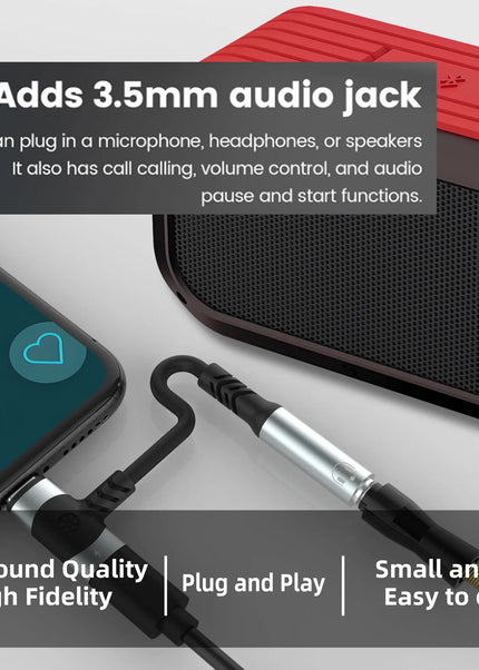 USB C to 3.5mm earphones and charger adapter 2-in-1 C-type to Aux microphone jack, with PD 100W fast charging encryption dongle.