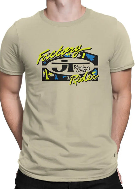 Men's T-Shirt Factory Driver Lime And Blue Awesome Cotton Tees Short Sleeve JT Racing USA T Shirt Round Collar Tops New Arrival