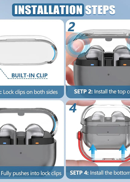 For Samsung Galaxy Buds 3/Buds 3 Pro Case Clear Cover Compatible with Cleaner with Keychain For Samsung Galaxy Buds 3 Pro Case