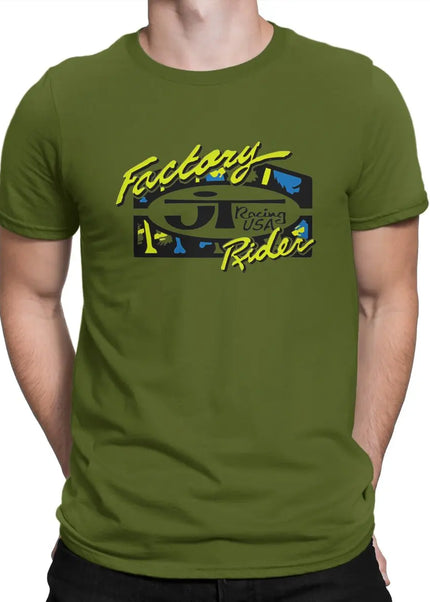 Men's T-Shirt Factory Driver Lime And Blue Awesome Cotton Tees Short Sleeve JT Racing USA T Shirt Round Collar Tops New Arrival