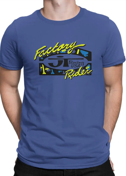 Men's T-Shirt Factory Driver Lime And Blue Awesome Cotton Tees Short Sleeve JT Racing USA T Shirt Round Collar Tops New Arrival