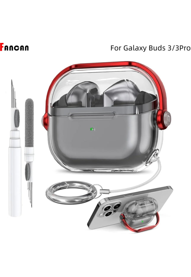 For Samsung Galaxy Buds 3/Buds 3 Pro Case Clear Cover Compatible with Cleaner with Keychain For Samsung Galaxy Buds 3 Pro Case