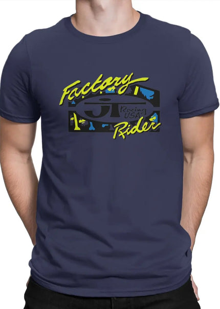 Men's T-Shirt Factory Driver Lime And Blue Awesome Cotton Tees Short Sleeve JT Racing USA T Shirt Round Collar Tops New Arrival