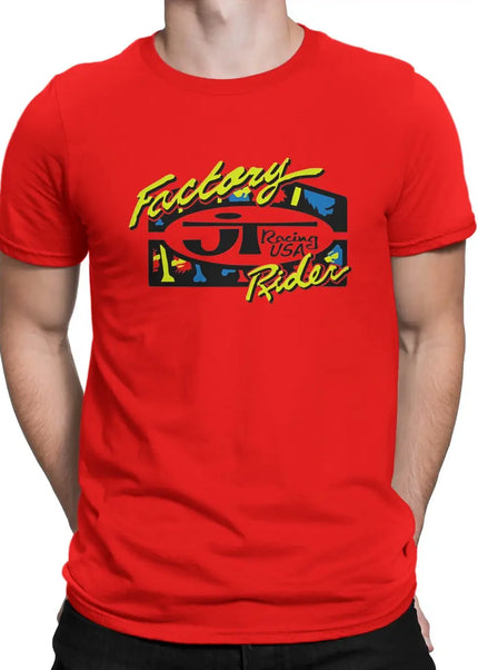 Men's T-Shirt Factory Driver Lime And Blue Awesome Cotton Tees Short Sleeve JT Racing USA T Shirt Round Collar Tops New Arrival