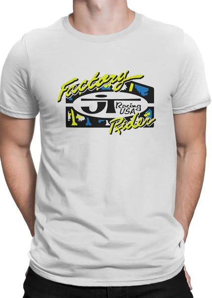 Men's T-Shirt Factory Driver Lime And Blue Awesome Cotton Tees Short Sleeve JT Racing USA T Shirt Round Collar Tops New Arrival