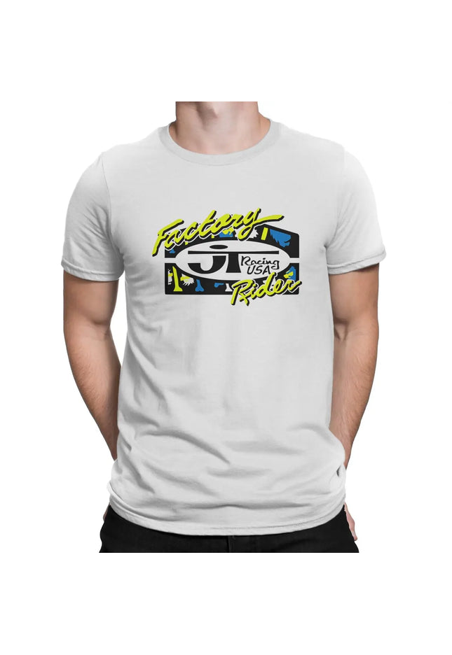 Men's T-Shirt Factory Driver Lime And Blue Awesome Cotton Tees Short Sleeve JT Racing USA T Shirt Round Collar Tops New Arrival