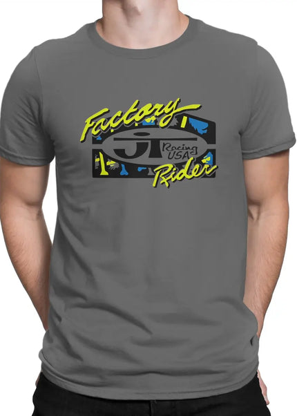 Men's T-Shirt Factory Driver Lime And Blue Awesome Cotton Tees Short Sleeve JT Racing USA T Shirt Round Collar Tops New Arrival