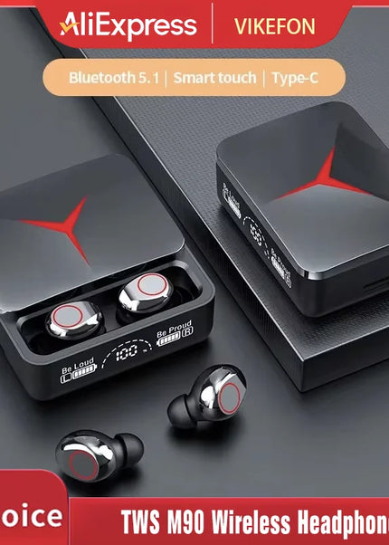 TWS M90 Wireless Headphones Gaming Earphone Bluetooth 5.3 Sport Earbuds with Mic Wireless Headset For iPhone 16 15 14 13 Xiaomi