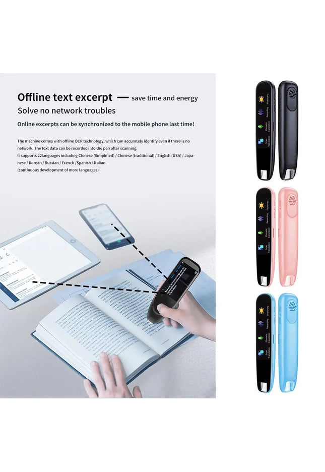 Offline Translation Pen For Teacher Student Dictionary English Intelligent Scanning Point Reading 123 Languages Translator Pen