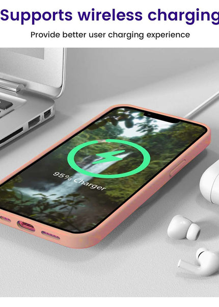 Iphone 14 pro liquid silicone case Lining pink