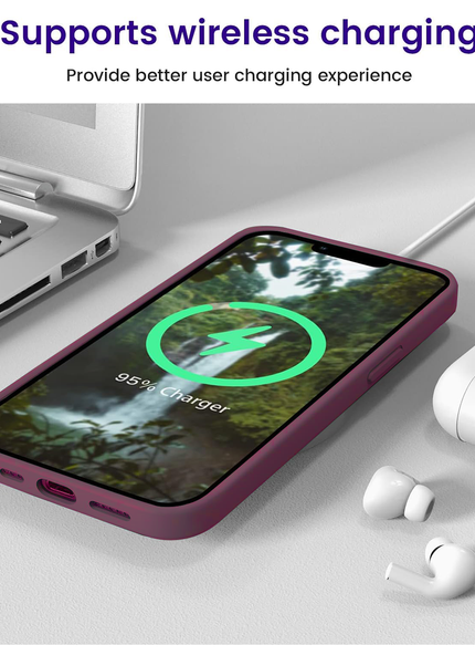 Iphone 14 pro liquid silicone case Lining plum color