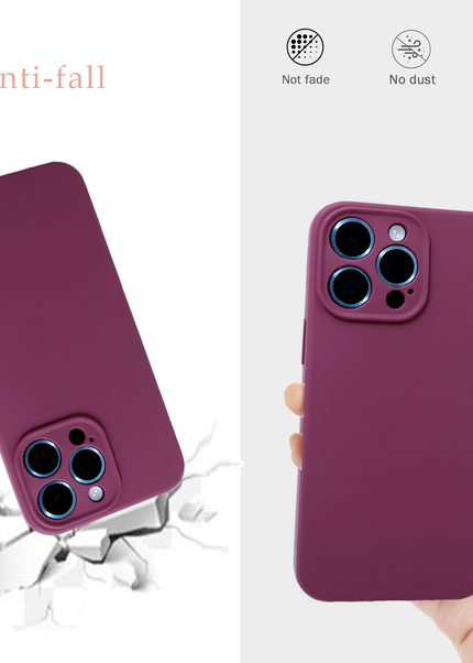 Iphone 14 pro liquid silicone case Lining plum color